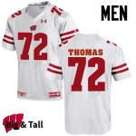 Men's Wisconsin Badgers NCAA #72 Joe Thomas White Authentic Under Armour Big & Tall Stitched College Football Jersey HK31H02XP
